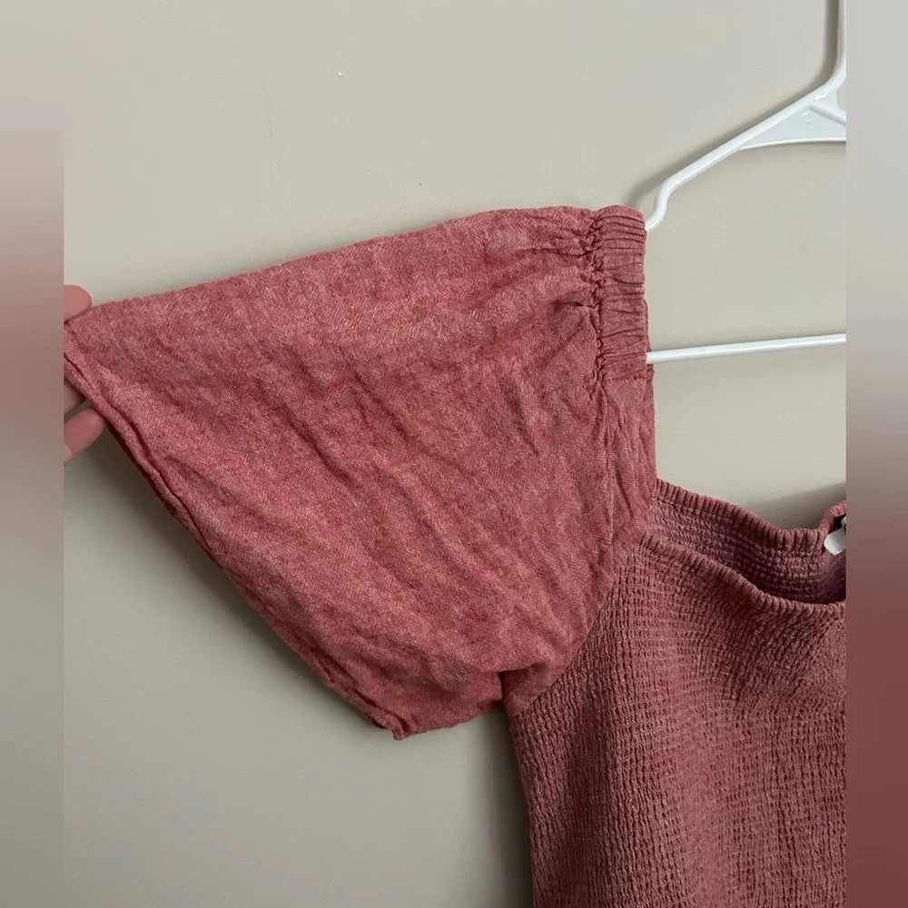 Madewell Lucie Linen Blend Smocked Midi Dress in Red - Picture 3 of 10